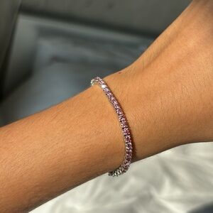 Lab grown pink diamond (moissanite) tennis bracelet 16cm.